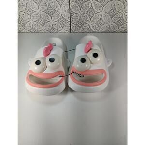 Cartoon Eyes Slide Sandals Pink And White Size 7-8 Plastic Slip-On Summer